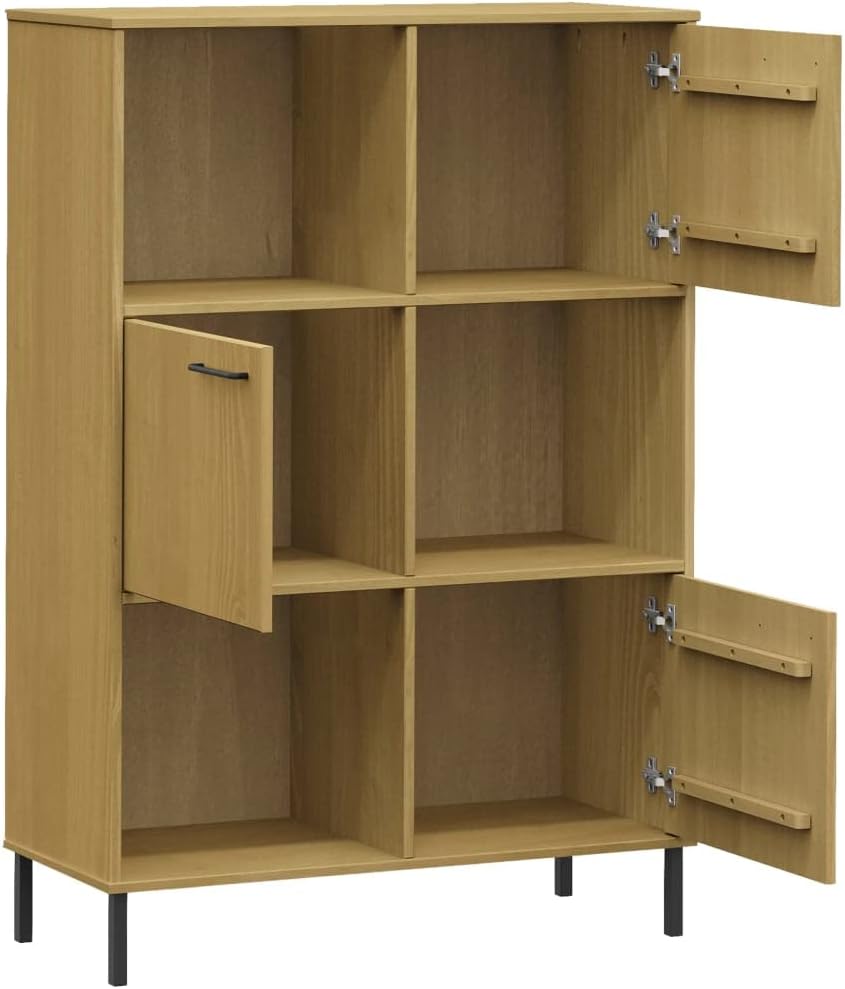 VRAXO Bookcase with Metal Legs Brown 35.4
