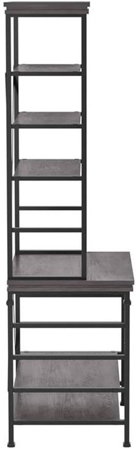 Furniture of America Garna Industrial Metal 6-Shelf Bookcase in Antique Gray