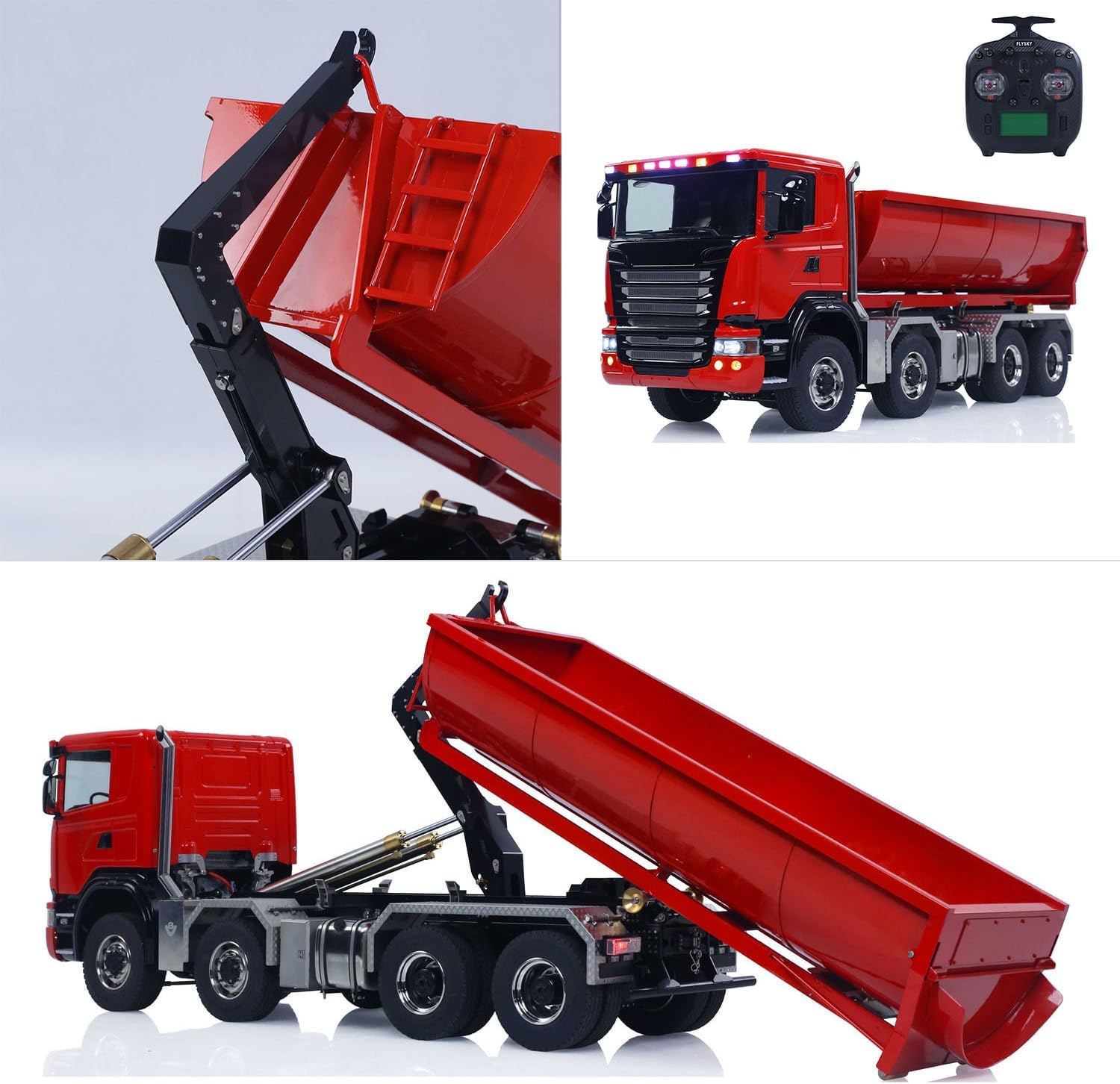 TOUCAN RC HOBBY Metal 1/14 Hydraulic RC Roll On Off Dump Truck 8x8 3Speed Radio Controlled Full Tipper Differential Lock Axles No Charger for Adult