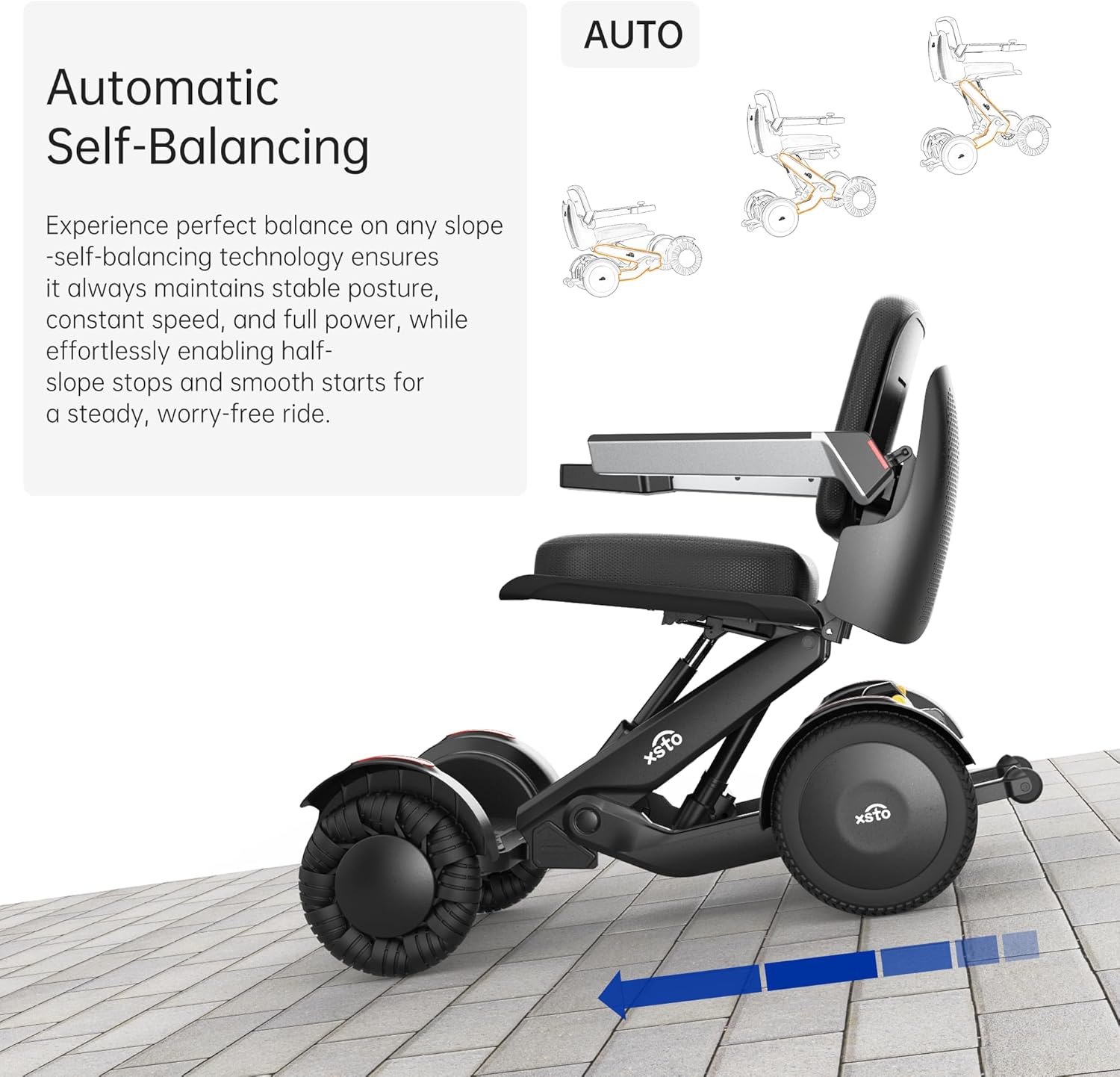 M4 Intelligent Electric Wheelchair, Automatic Self-Balancing, Remote Control, Height Adjustable, Foldable Portable Motorized Mobility Scooter