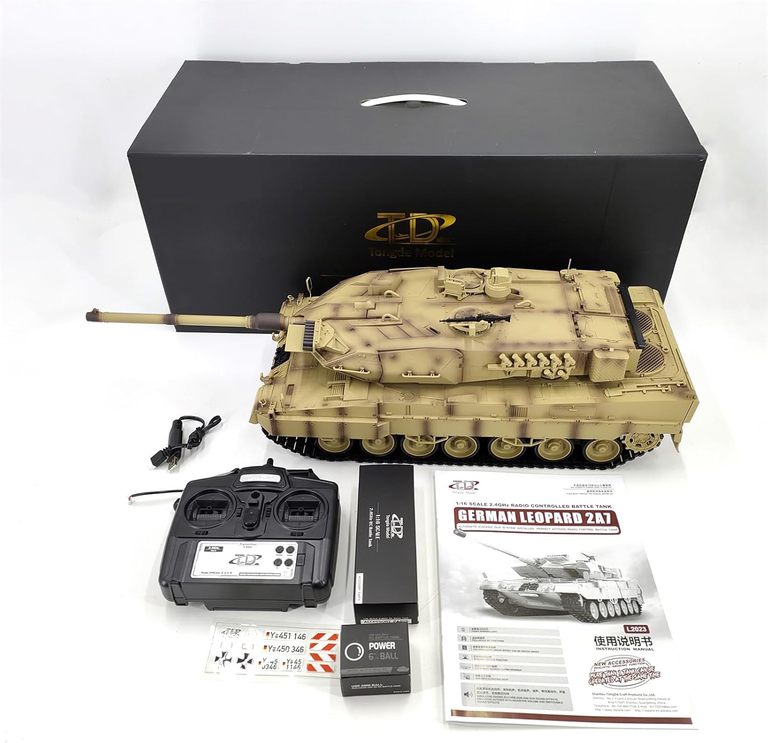 27.2-Inch Large Remote Control Heavy Tank German Leopard 2A7 RC Battle War Military Vehicle Simulation Smoke Shooting Sound Effect Collection Entry-Level Model