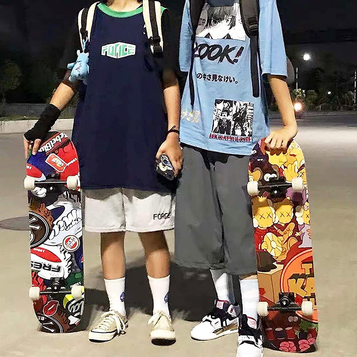 Four-Wheel Skateboard 7-Layer Maple Deck Skateboard Beginner Professional Standard Double Kick Board Suitable for Adults and Teenagers 31 inches X 8 inches