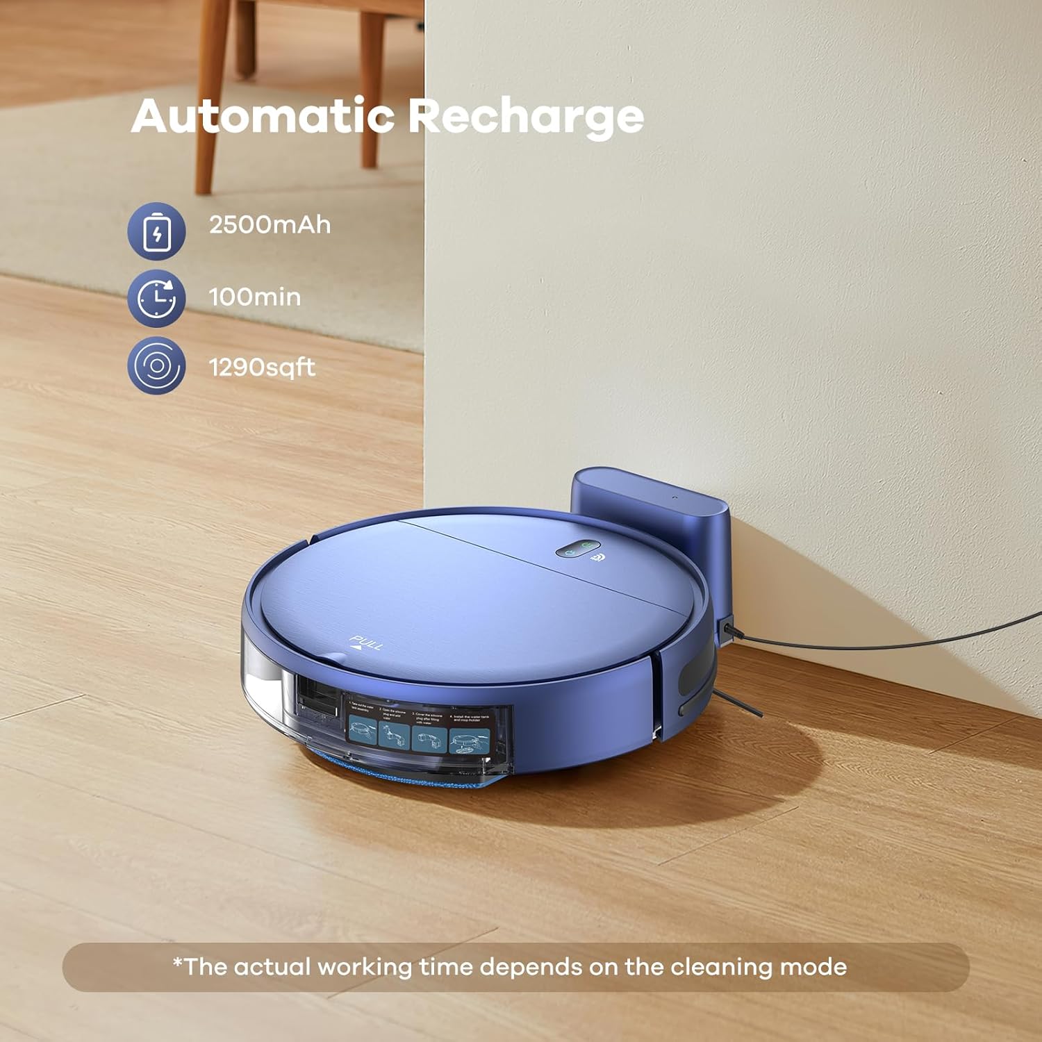 ZCWA Robot Vacuum and Mop Combo,2.4GHz WiFi Link Vacuum Robot