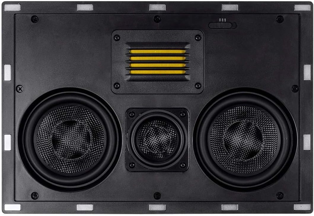 Monoprice 3-Way Carbon Fiber in-Wall Speaker Center Channel - Dual 5.25-inch (Single) with Ribbon Tweeter - Amber Series Black
