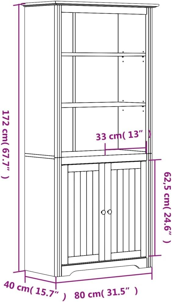 YAFF Bookcase BODO White and Brown 31.5