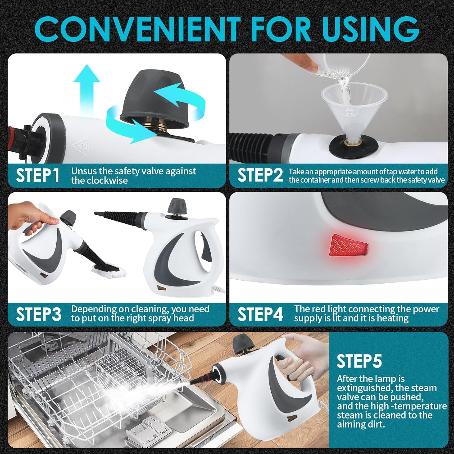 Steammaster Pro, Handheld Steam Cleaner, 10 In 1 Handheld Pressure Multi Purpose Cleaner Home Use (Gray)