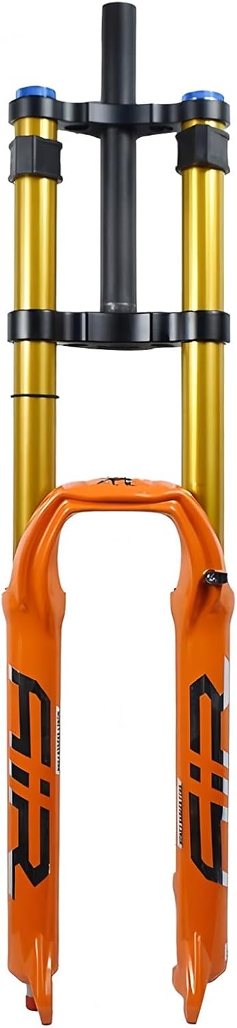 26 27.5 29 Inch DH Fork Travel 160mm, Mountain Bike Suspension Fork Double Shoulder with Damping Adjustment Downhill AM XC Air Fork - Orange