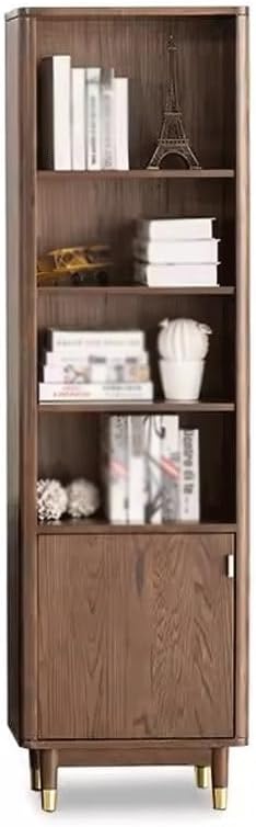 thalo Bookcases Solid Wood Bookcase Modern Home Living Room Oak Narrow Bookshelf with Door Solid Wood Hall Cabinet Bookcase Nordic Simple Bookshelf Bookshelves Organizer