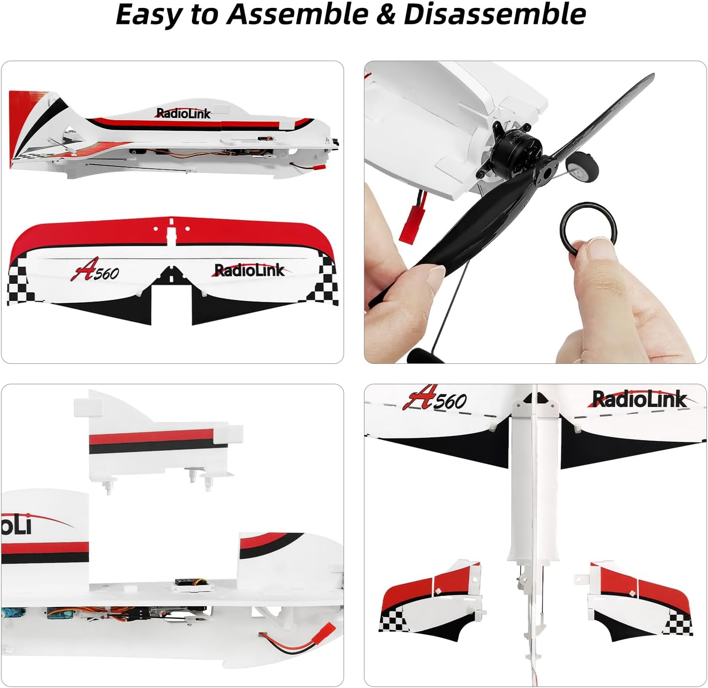 Radiolink A560 PNP (Plug&Play) RC 3D Airplane & AT10II 12 Channels RC Transmitter and R12DS Receiver, Left Hand Throttle Radio, CM210 2S LiPo Fast Charger Kit, Totally RTF