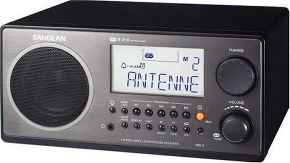 Sangean WR-2 AM/FM-RBDS Wooden Cabinet Digital Tuning Radio (Black)