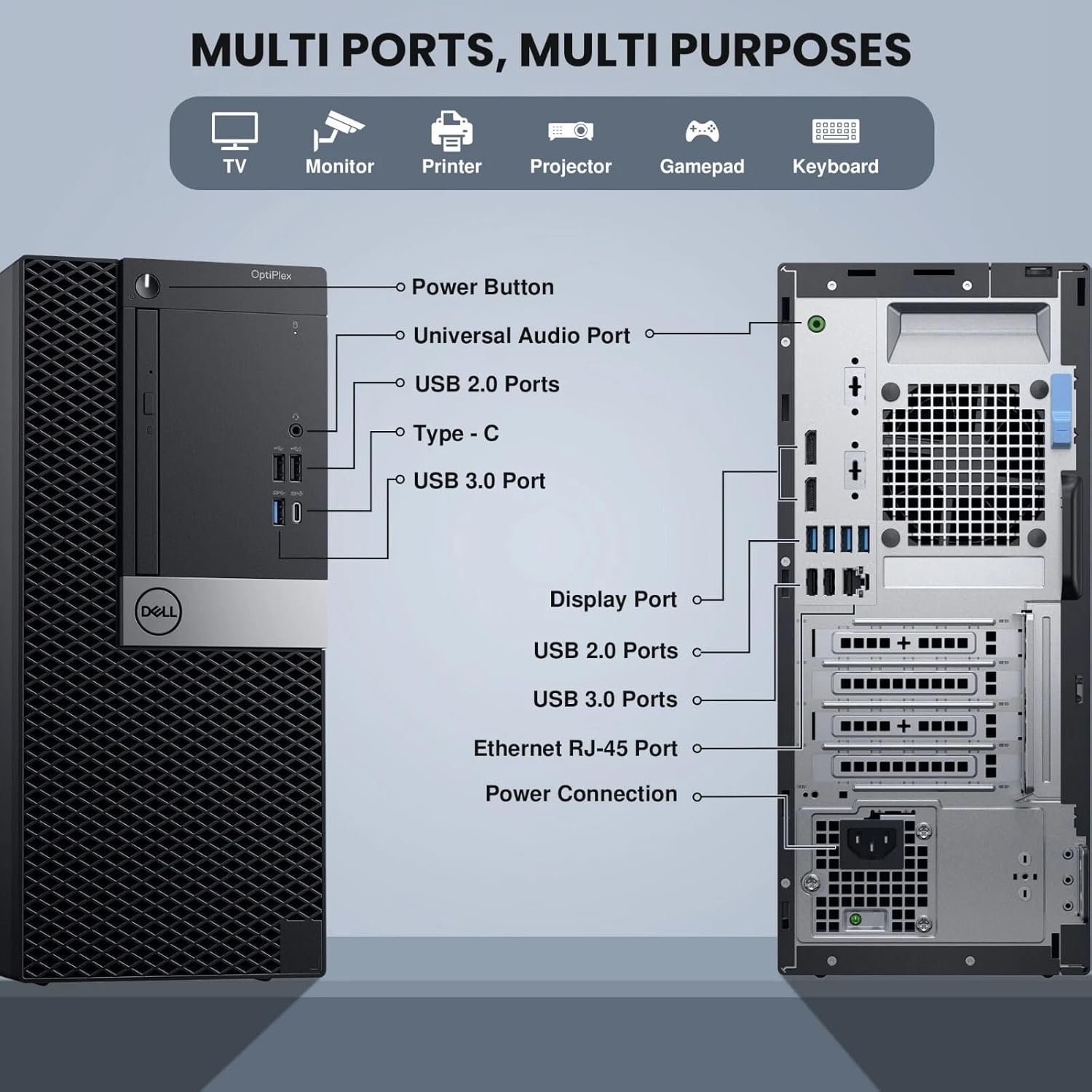 Dell Optiplex 7050 Tower Desktop Computer PC - Intel Core i7-7700 7th Gen - 16GB DDR4 RAM - 1TB SSD - New 24 Monitor - Wireless Keyboard & Mouse - WiFi - Window 11 Pro (Renewed)