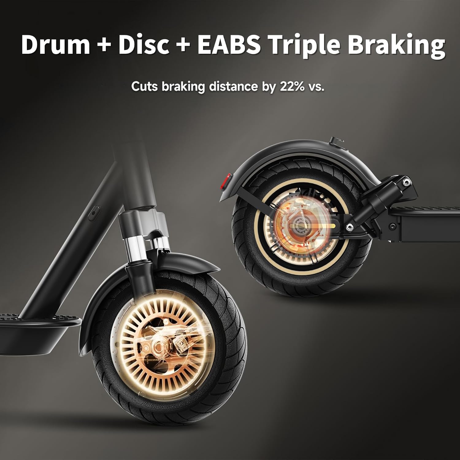 Electric Scooter, 10'' Soild Tires, 750W Motor, Dual Suspension, 21 MPH Top Speed, 25-30 Miles Long Range, Dual Braking, Max Load 264 lbs, Folding, Commuting, E Scooter for Adults Teens