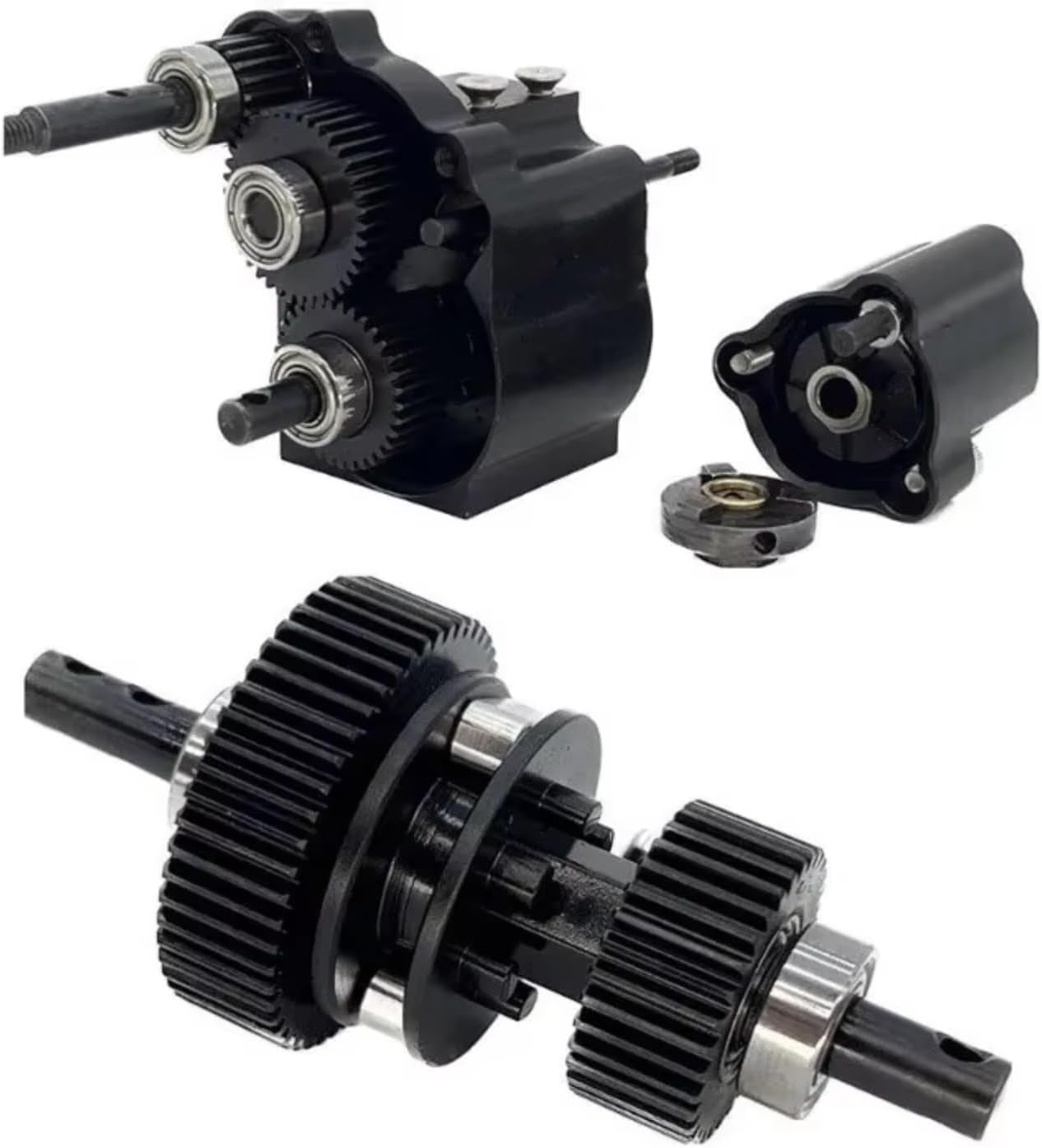 RC Crawler Transmission for SCX10 90046 for Capra 1/10 1 Pcs Metal Second Gear Third Gear Two Speed Gearbox RC Crawler(Black)