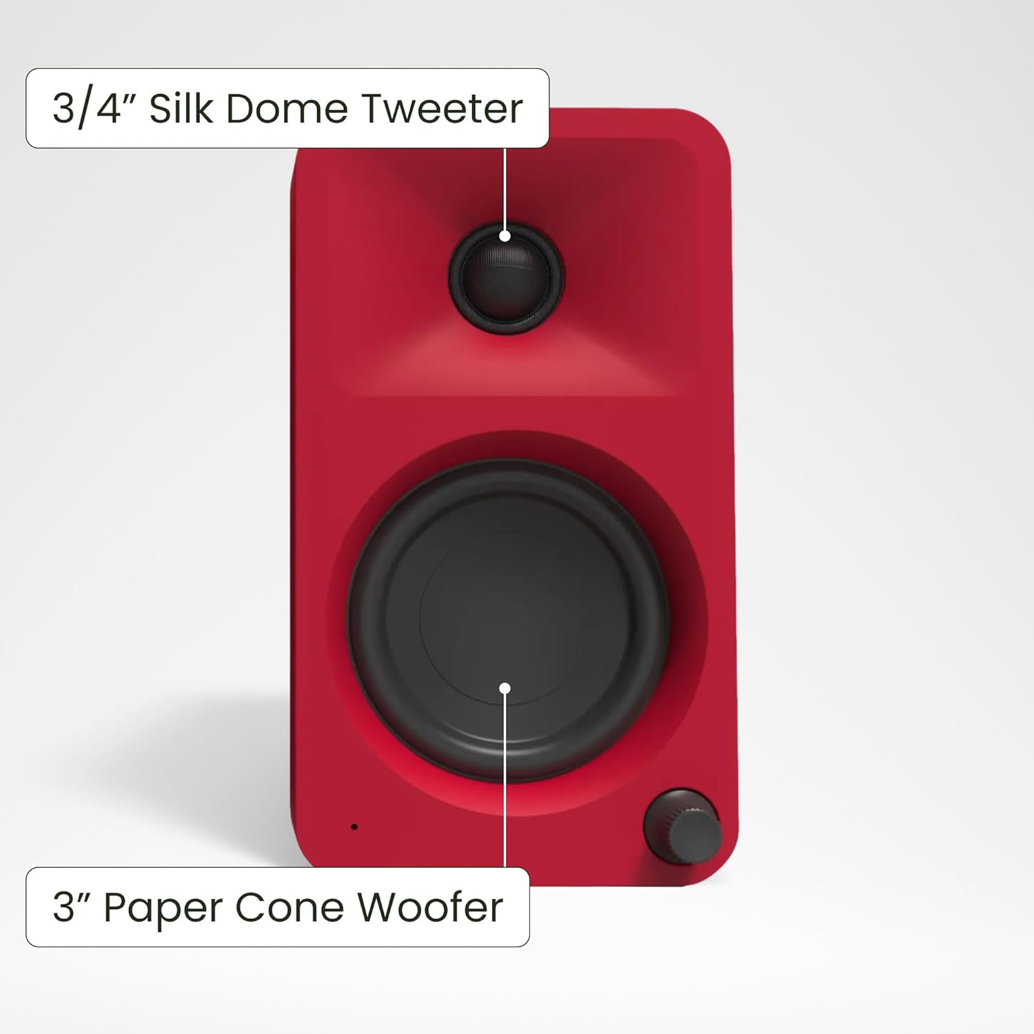 Kanto ORAMR 100W Powered Reference Desktop Computer Speakers with Bluetooth 5.0 and USB-C Input | Bi-Amplified | 100 Hz Automatic Crossover | Reference Quality Sound | Pair | Red