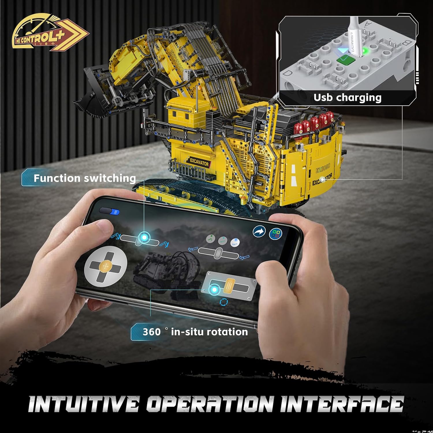 Mould King 17070 RC Excavator Building Set for Adults, 4767 Pieces Truck Construction Vehicle Model, APP Remote Control Truck with Engines, STEM Engineering Toys