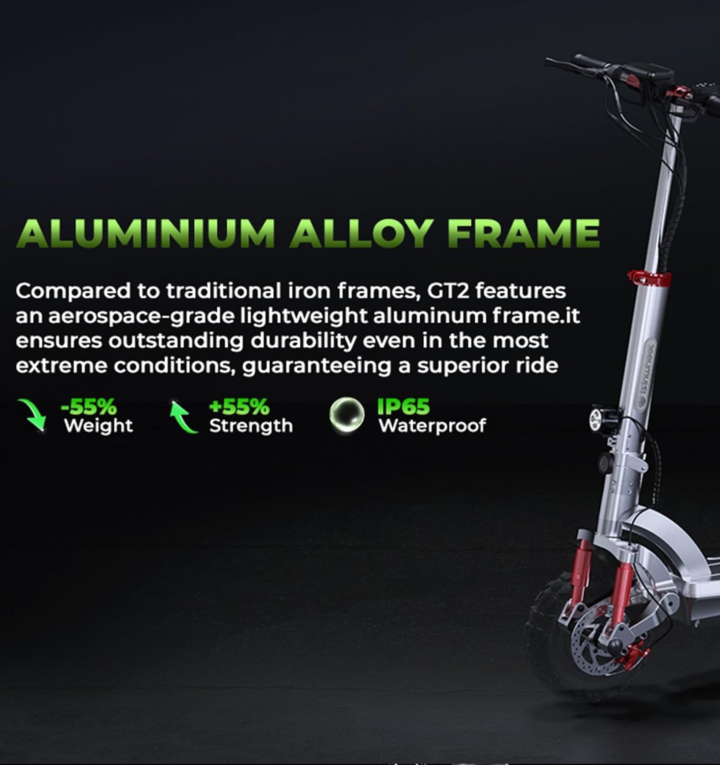 isinwheel GT1/GT2 Electric Scooter Adults, 28 MPH Top Speed, 28/37Miles Range, 800/1000W Motor, 330LBS Load, Off-Road Scooter for Adults with Turn Signal (2025 Upgraded Version)