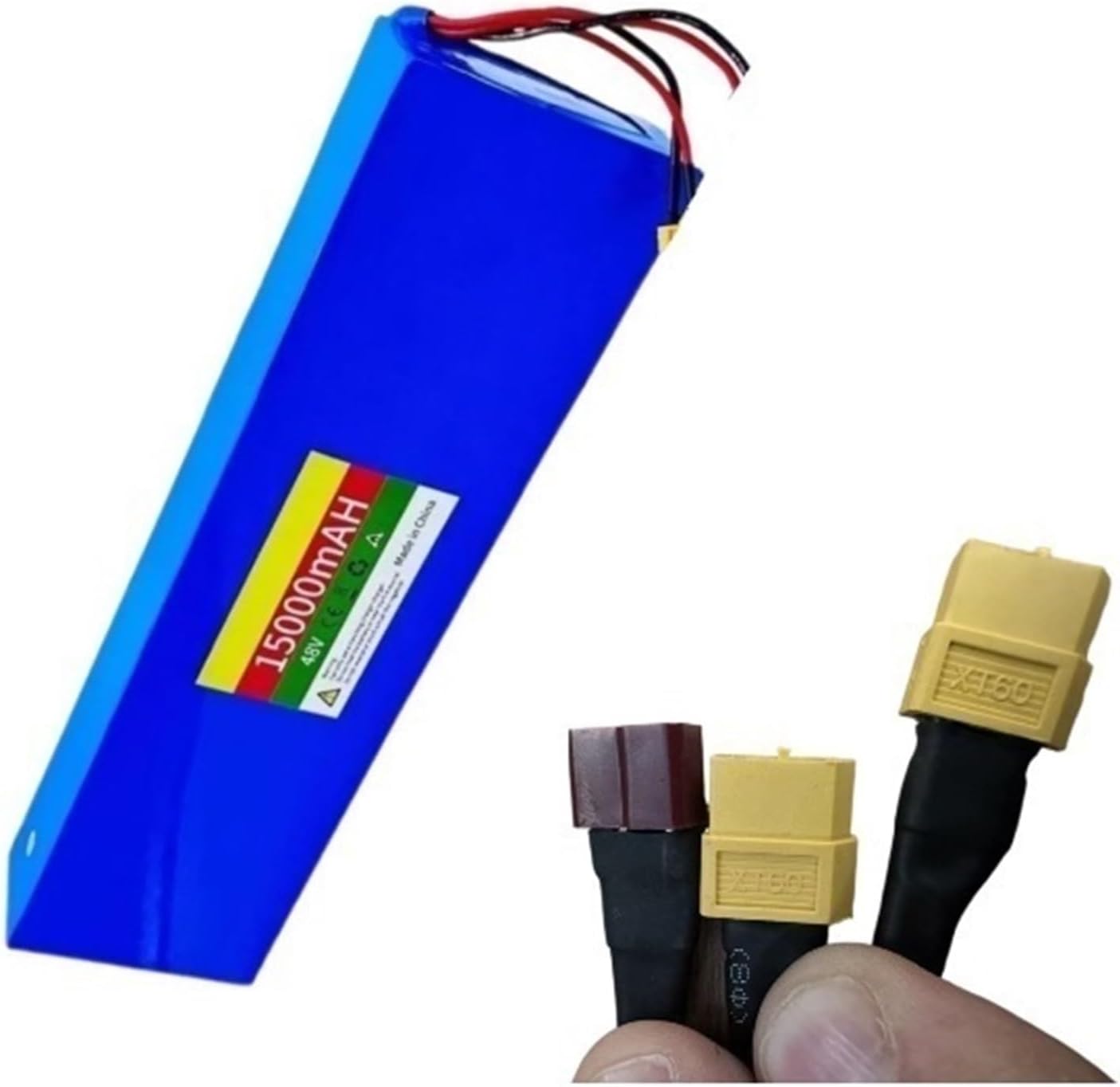 Rechargeable Lithiun Battery Pack，Connector: 2 * XT60 Plug+1 * T Plug, Compatible for AKEZ 11SQ Electric Scooter Battery Replacement 48V 15Ah