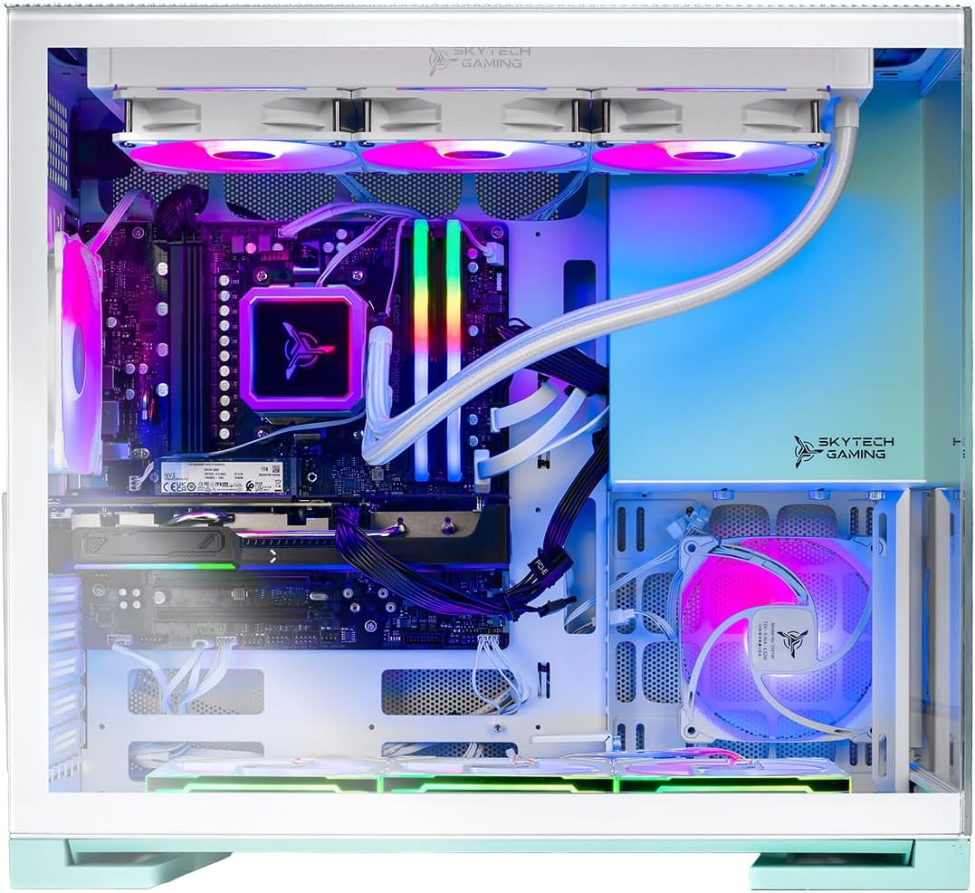 Skytech Gaming Aqua Gaming PC, AMD Ryzen 7 7800X3D 4.2GHz, NVIDIA RTX 5060 Ti 16GB, 1TB Gen4 NVMe SSD, 32GB DDR5 RAM 5600, 850W Gold ATX 3 PSU, 360 ARGB AIO, Wi-Fi, Win 11, Desktop