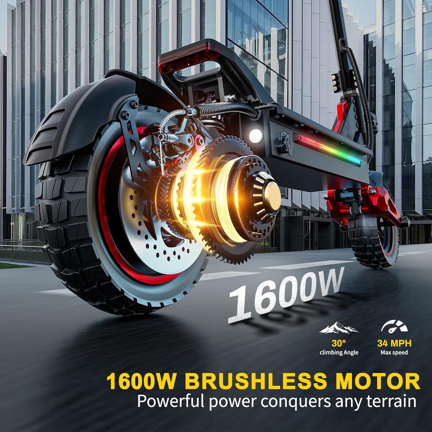 Electric Scooter Adults, 37 Miles Long Range, 34 Mph Max Speed, 11