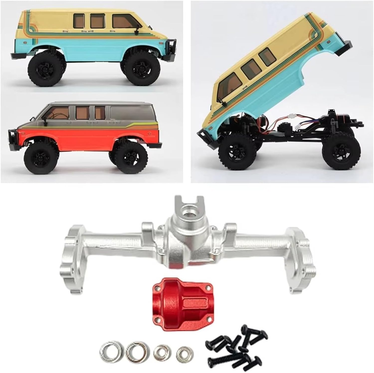 RC Spare Part Compatible with HOBBYPLUS 4WD for CR18P for Rock for Van 1/18 RC Crawlers Parts Off-Road 2pcs Aluminum Front & Rear Portal Axle 195g(Silver)