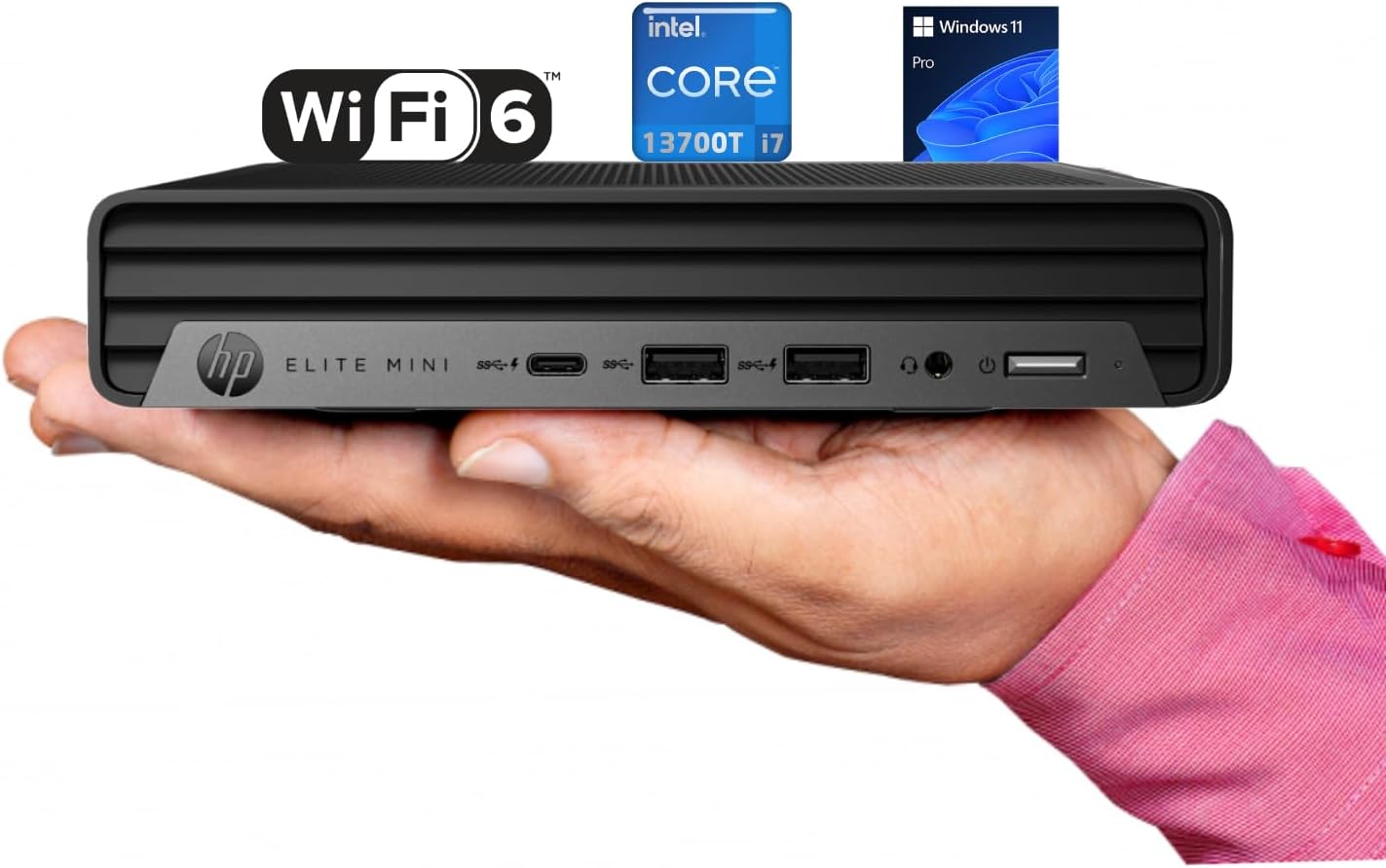 HP Elite Mini 600 G9 Business Desktop, 13th Gen Intel 16-Core i7-13700T, 40GB DDR5 RAM, 2TB PCIe SSD,RJ-45, Type-C, Triple 4K Supported, WiFi 6, Bluetooth, HDMI, KB and Mouse, Windows 11 Pro