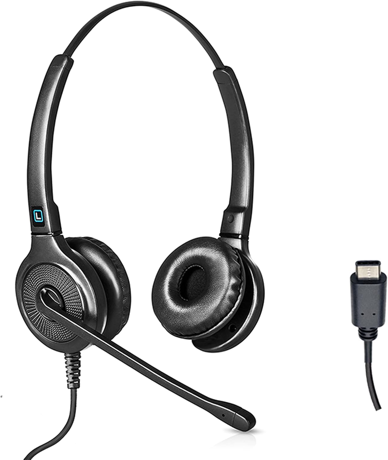 Leitner LH255 – Headsets for Call Centers – Works with All VoIP Phone Systems – Comfortable for All Day Wear – USB-C