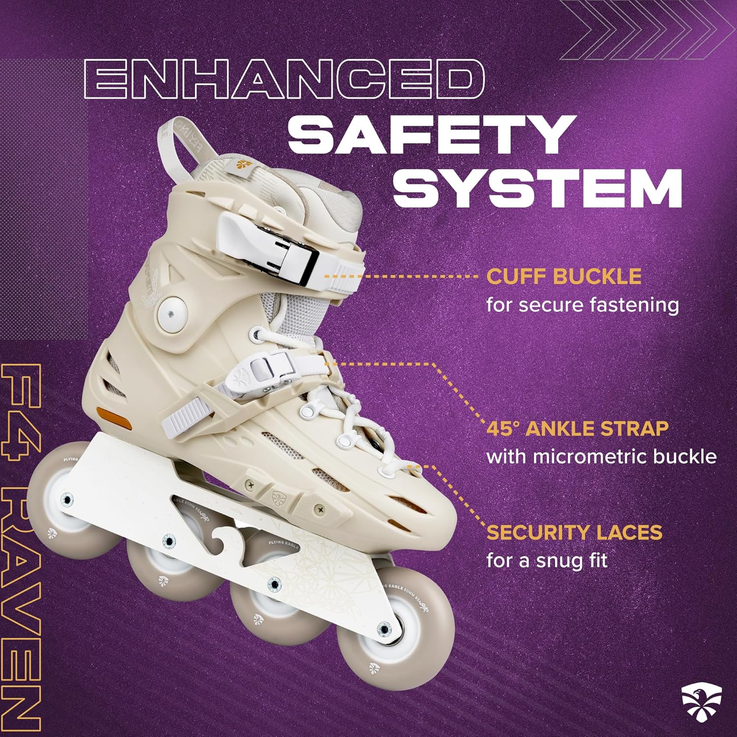 Flying Eagle F4 Raven Freeskate - Adult Inline Skates Men, Inline Speed Skates Men, Inline Roller Skates for Men, Women Inline Skates, Street Inline Skates Men, Adult Roller Blades