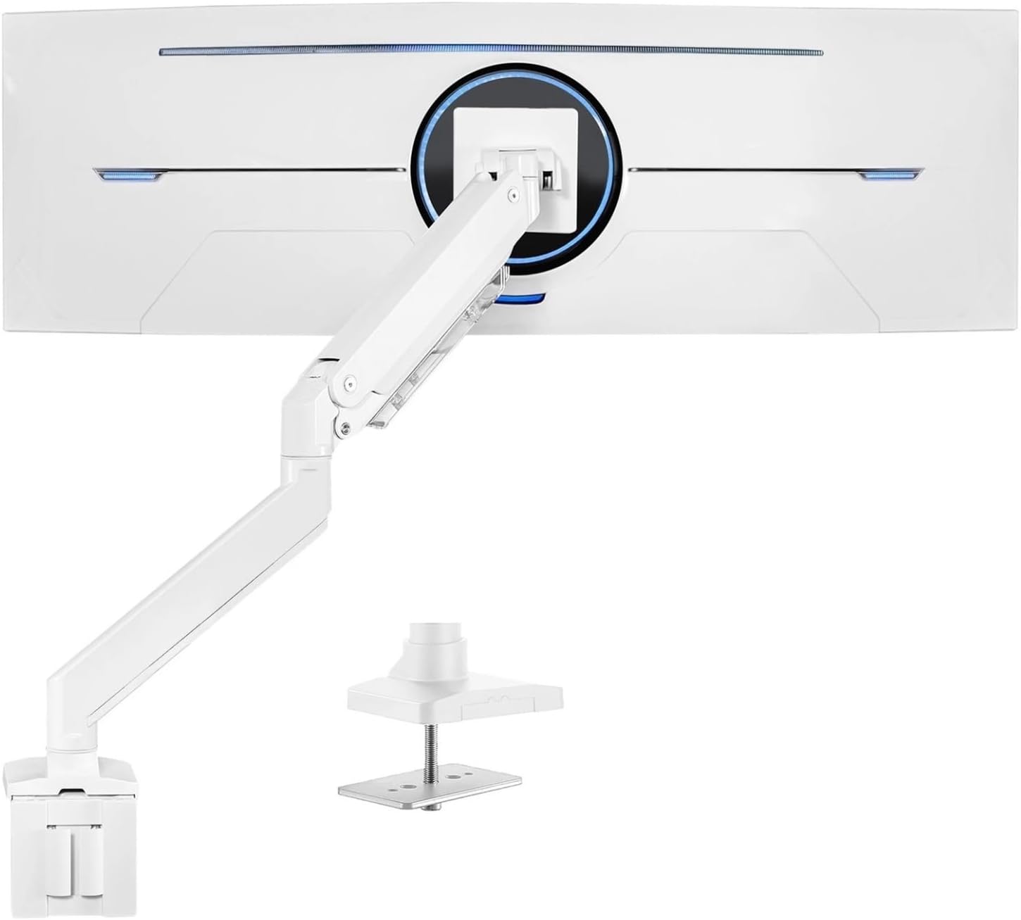 White Single Pneumatic Convenient Desktop Stand, Suitable for 49 inches