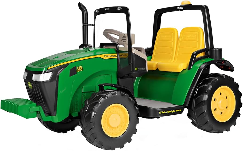 Peg Perego John Deere Dual Force Extra Large 12 Volt Ride-on Tractor for Ages 3-8, Green