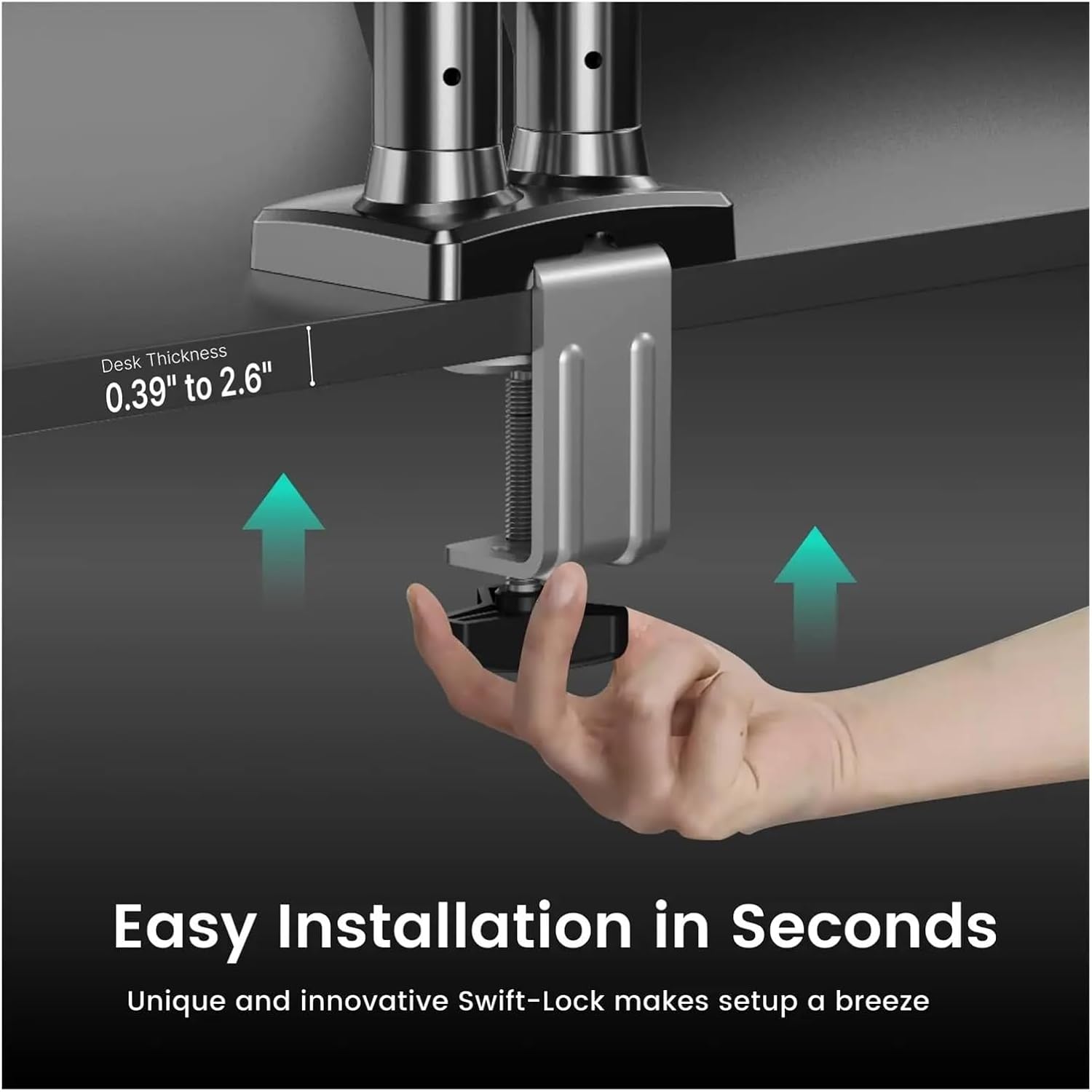 MS-002 Monitor Stand Dual Arm with C-clamp and Grommet Mount for Flexible Adjustment and Easy Monitor Stand Installation