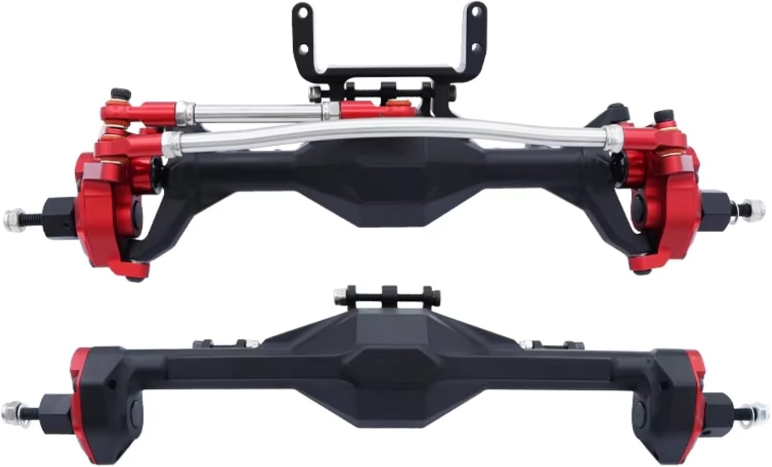 RC Axle Models For Axial For SCX10 II For RGT 86100 90046 1/10 Front Rear Portal Axle CNC Machined Aluminum Integrated Anodized RC Crawler Car(Red,1set)