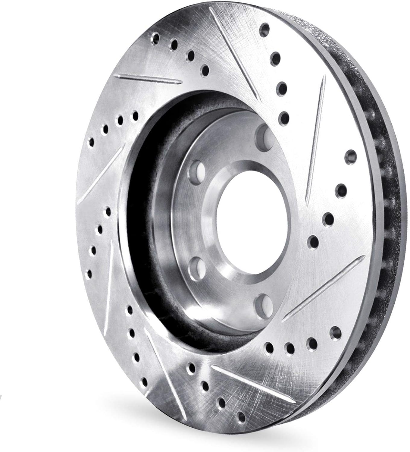 R1 Concepts Front Drilled Slotted Brake Rotors| Hardware, Sensor Included| Semi-Metallic Brake Pads and Rotors Kit| Fits 2016-2020 Lexus GS, 2015-2021 Lexus RC F