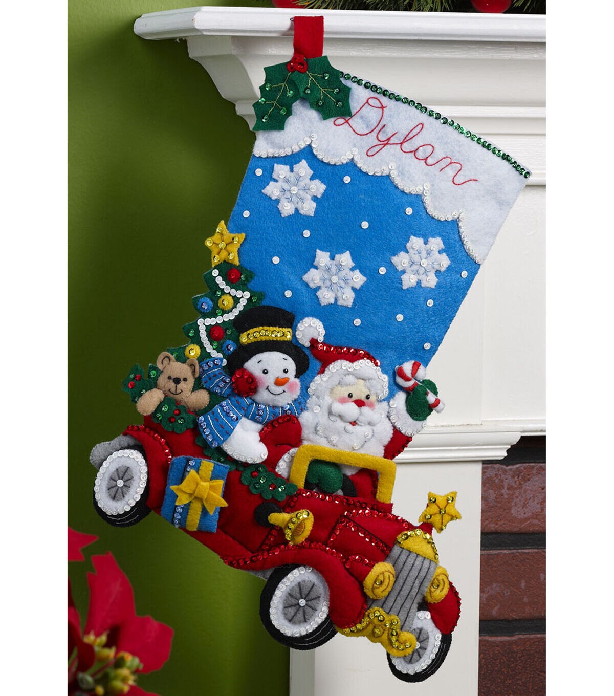 Bucilla 18 Holiday Drive Stocking Needle Felting Applique Kit