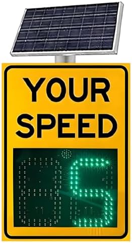 Solar-Powered LED Radar Speed Display Sign - Durable Aluminum Traffic Feedback Warning Board, 23.62