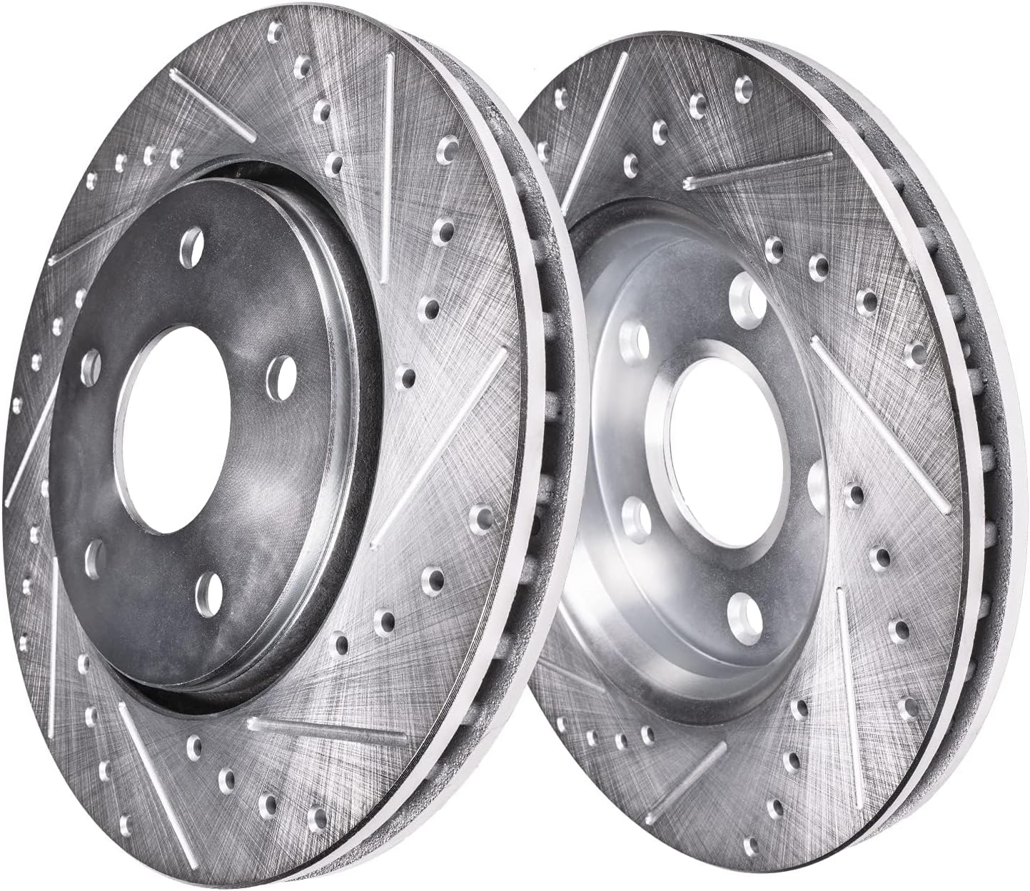 Detroit Axle - Brake Kit for Ford 2005-2010 Mustang, Drilled and Slotted Disc Brake Rotors Ceramic Brakes Pads 2006 2007 2008 2009 Replacement : 11.54