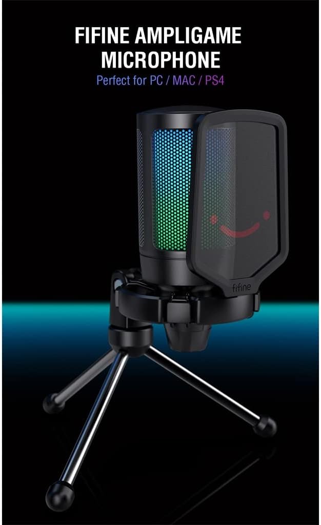 USB Microphone for Game Streaming, with Pop Filter Shock Mount and Gain Control, Condenser Microphone for Laptop/Computer