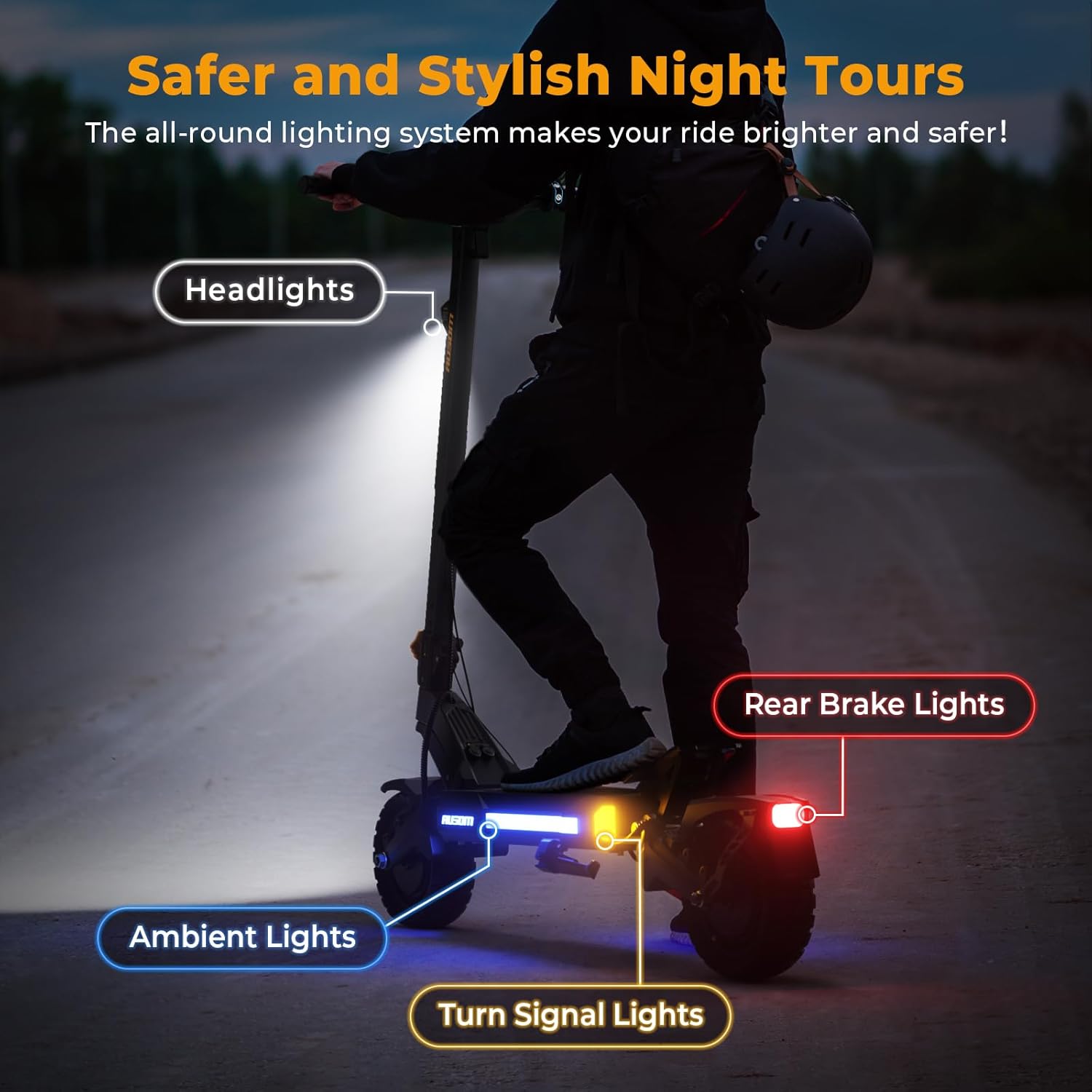 Ausom L1/L2 Max/DT2 Pro Electric Scooter for Adults, 800W-2200W Motor, 28/31/42 MPH Top Speed, 44/56/71 Miles Range, Dual Hydraulic Disc Brakes, Off Road E Scooter