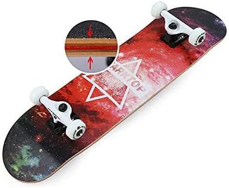 Four-Wheeled Skateboard Road Skills Four-Wheeled Maple Skateboard Portable Adult Male and Female Skateboard Suitable for Adults and Teenagers 79.5 cm