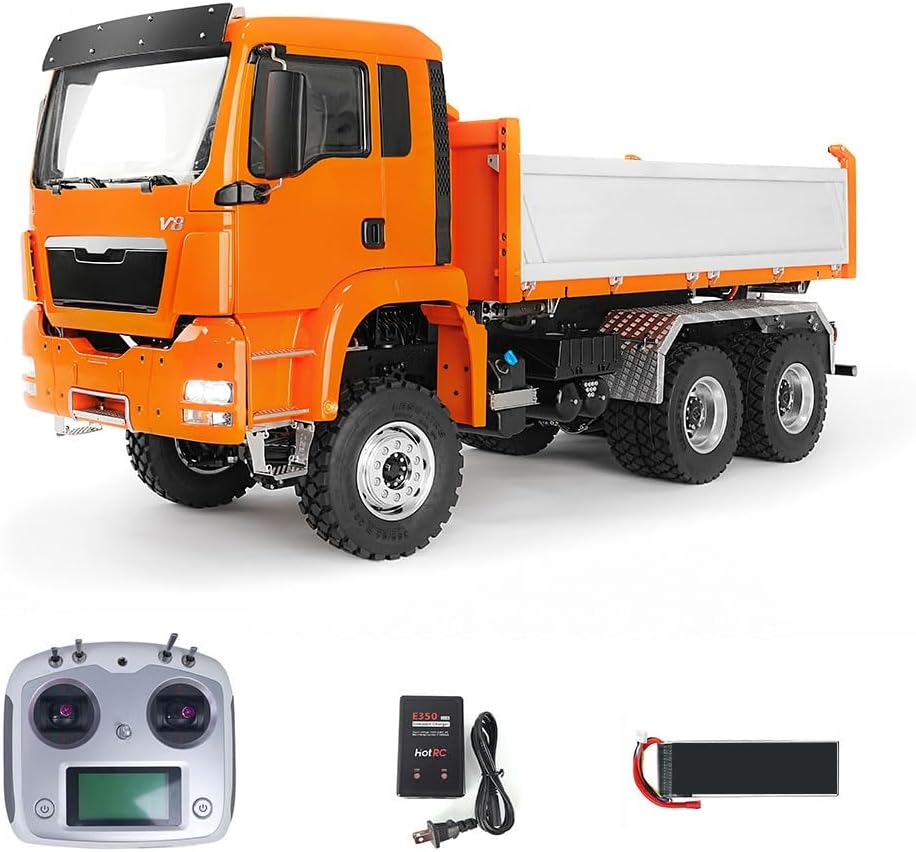 LESU 1/14 6x6 RC Hydraulic Dump Truck Metal Dumper 3-Speed Gearbox RTR Battery I6S Radio Car Light Sound System LESU Construction Vehicle Hobby Grade Model
