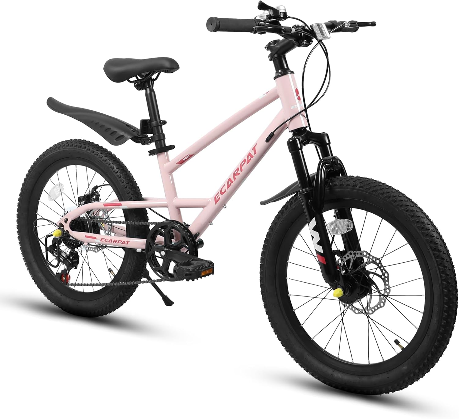 Track Seven 20 Inch Kids Mountain Bike for Boys Girls Ages 6-12, 7-Speed, Front Suspension MTB, Lightweight High Carbon Steel Frame, Dual Disc Brakes, Wide Anti-Skid Tires, Outdoor Bicycle