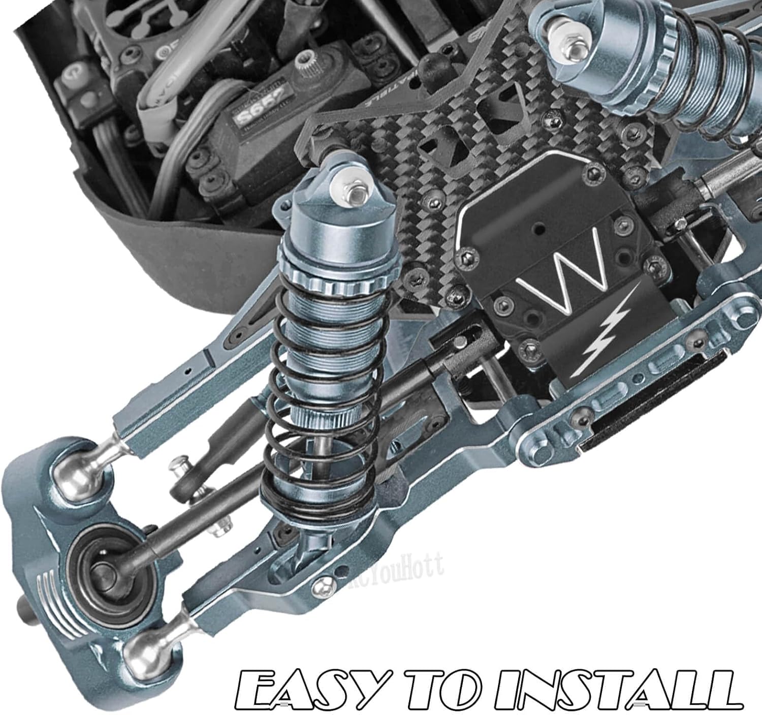 RC Suspension A Arms&Steering Blocks Axle Carriers&Gearbox Case w/43T/13T Diff Gear Mount&Camber Links Upgrades Part for 1/8 Typhon 6s BLX,1/7 Felony Infraction 6S BLX Limitless,Titanium