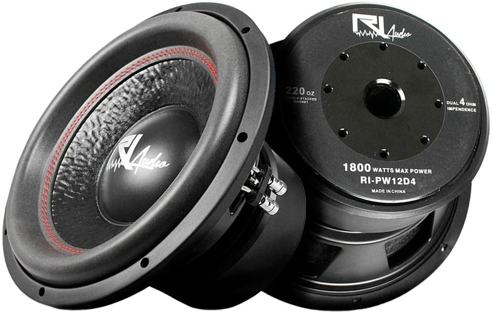 RI Audio 12'' Subwoofer 1800 Watts Max Dual 4 Ohm Power Series RI-PW12D4 2 Pack