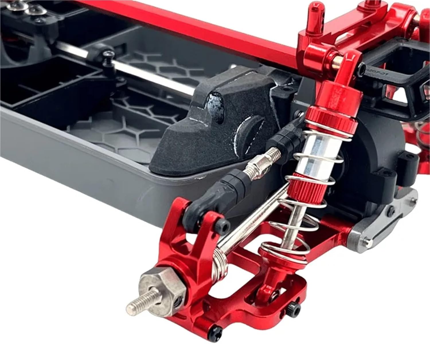 For MJX For Hyper Go 14207 14208 1/14 Metal Front Rear For Swing Arm Steering Cup Shock Absorber Tower Set RC Car Upgrade Parts Models(Red)