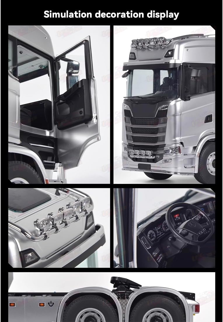 RC Truck, 1/14 Scale 2.4G 6x6 All Wheel Drive Full-Proportional RC Tractor Truck with 2-Speed & Realistic Sound and Lights, Vehicle Gift for Adults and Teens (RTR/Red)