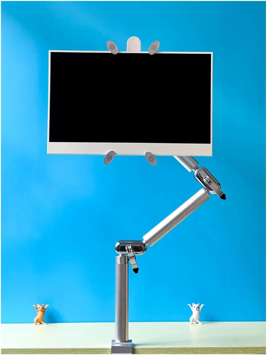 Portable Monitor Stand Aluminum Arm Desk Clamp Mount 12 to 17.3 Inch Monitor Adjustable Shelf(Silver)
