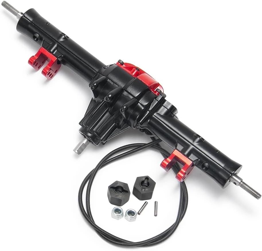Aluminium Front and Rear Axle with Differential Lock Compatible with 1:10 Scale RC Rock Crawler Car Model Accessories(Front and Rear)
