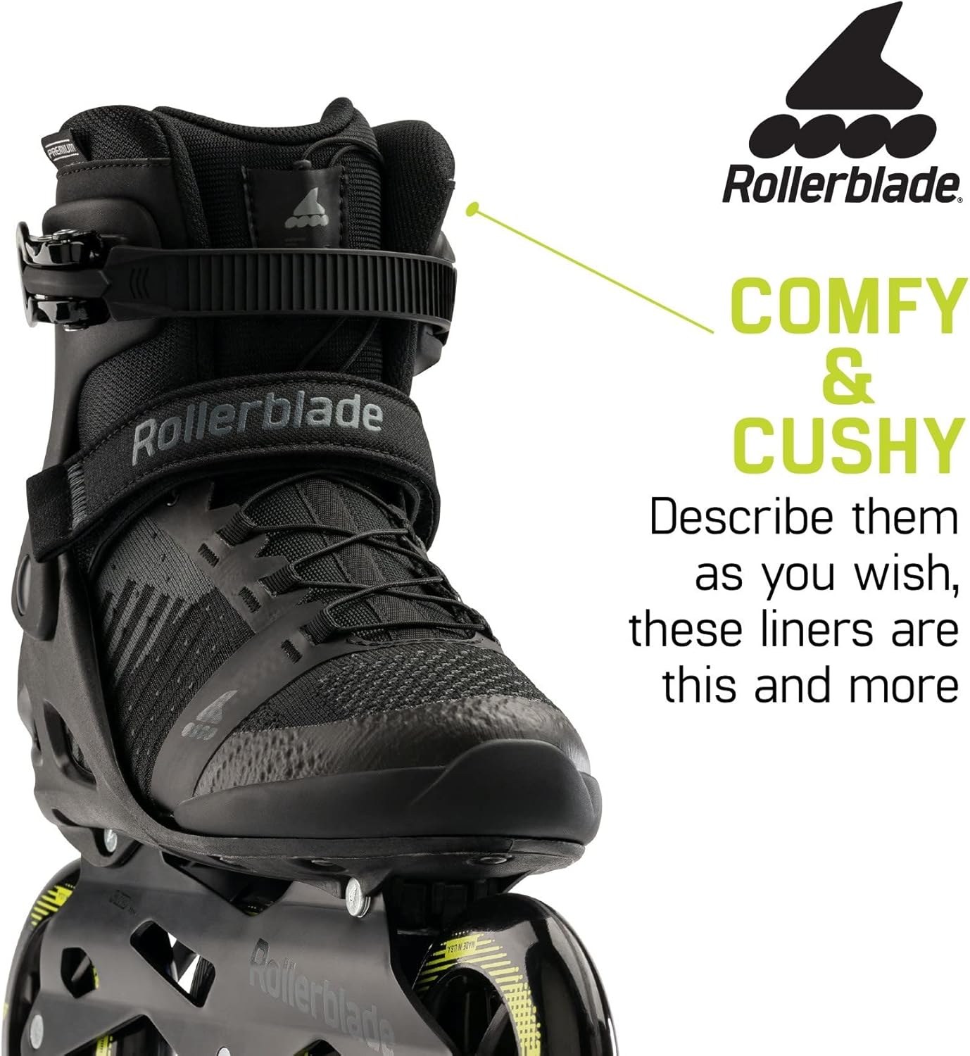 Rollerblade Macroblade 110 3WD Mens Adult Fitness Inline Skate, Black and Lime, Performance Inline Skates