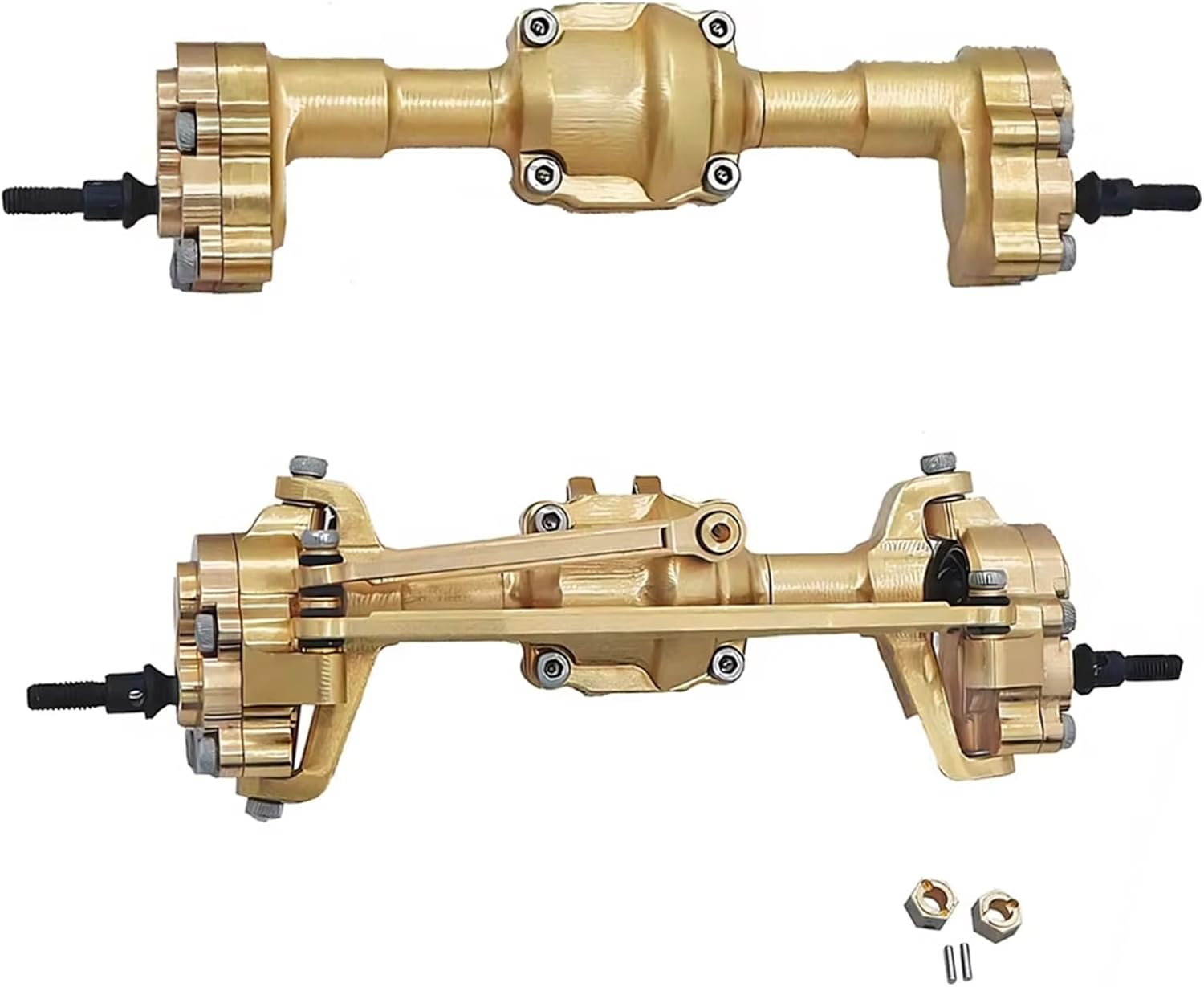 Compatible with FMS for FCX18 for FCX24 1/24 1/18 RC Car Upgrade Part Replacement Accessories Brass CNC Front Rear Axle RC Car Parts(1 Set)