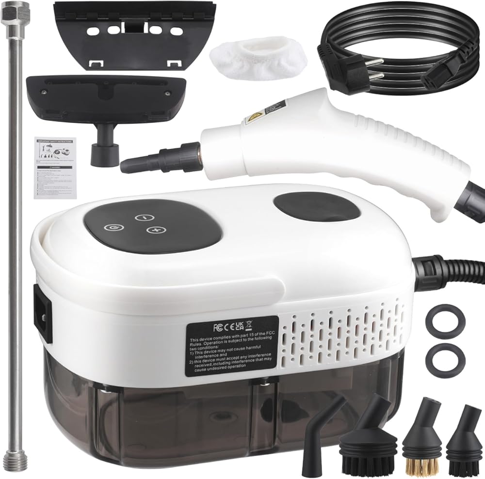 Steam Cleaner with Smart Touch Screen, High Pressure Steamer for Cleaning, Handheld Steam Cleaner for Home, Hardwood Floor Steam Cleaner (White)