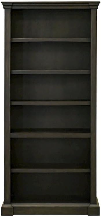 Starlight Wood Open Bookcase, 3 Adjustable Shelves, Fixed Shelf, Fully Assembled, Distressed Dark Brown Finish, 78-Inch Tall